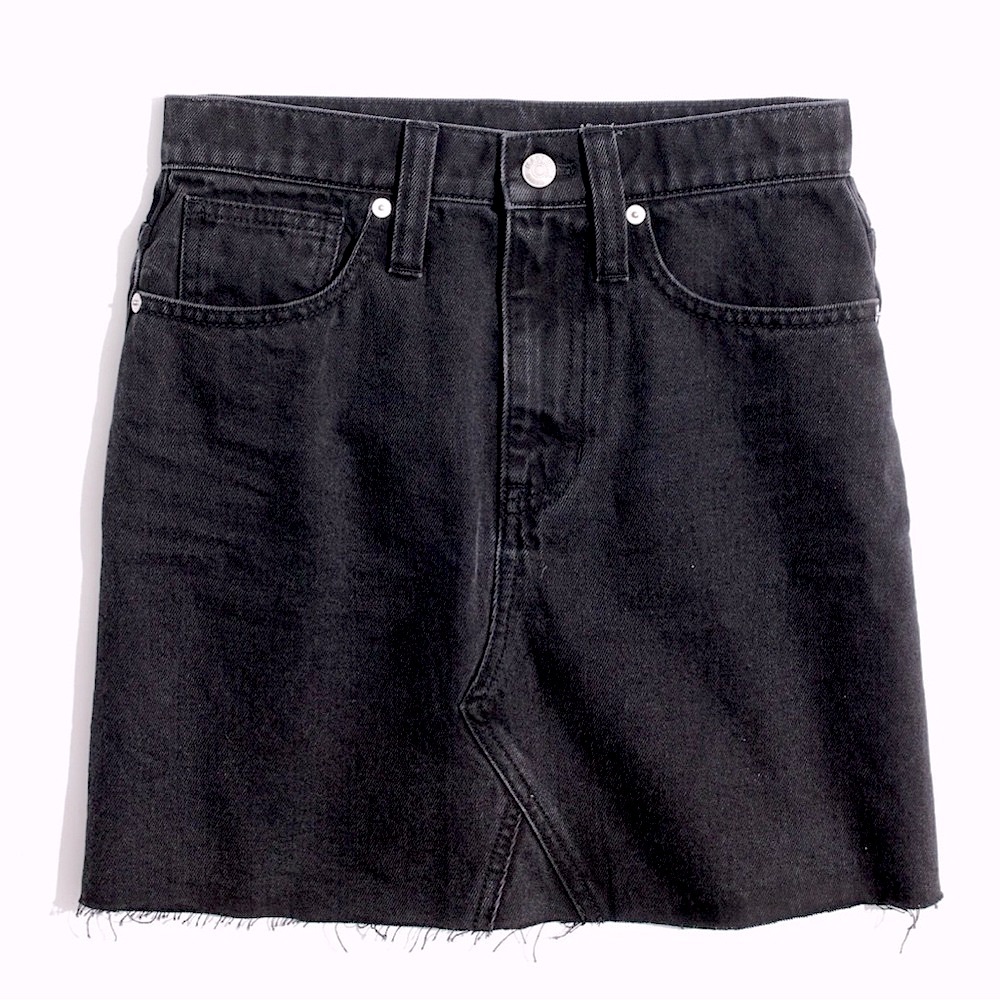 Madewell Frisco 70’s High Rise Black Wash Raw Hem A-Line Denim Mini Skirt 27 - Picture 3 of 12